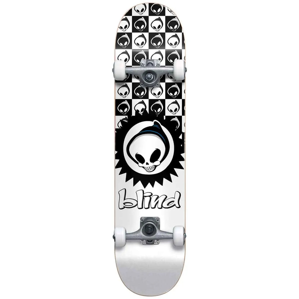 geloof Motiveren Wijzigingen van Blind Checkered Reaper Youth First Push w/ Soft Wheels White 7.375" Co –  Long Beach Skate Co