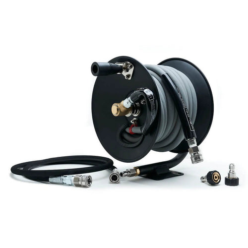 925240 Spring Return Hose Reel: 100 ft (1/4 in I.D.), 5,000 psi Max Op  Pressure, Zinc Plated Steel, Blue