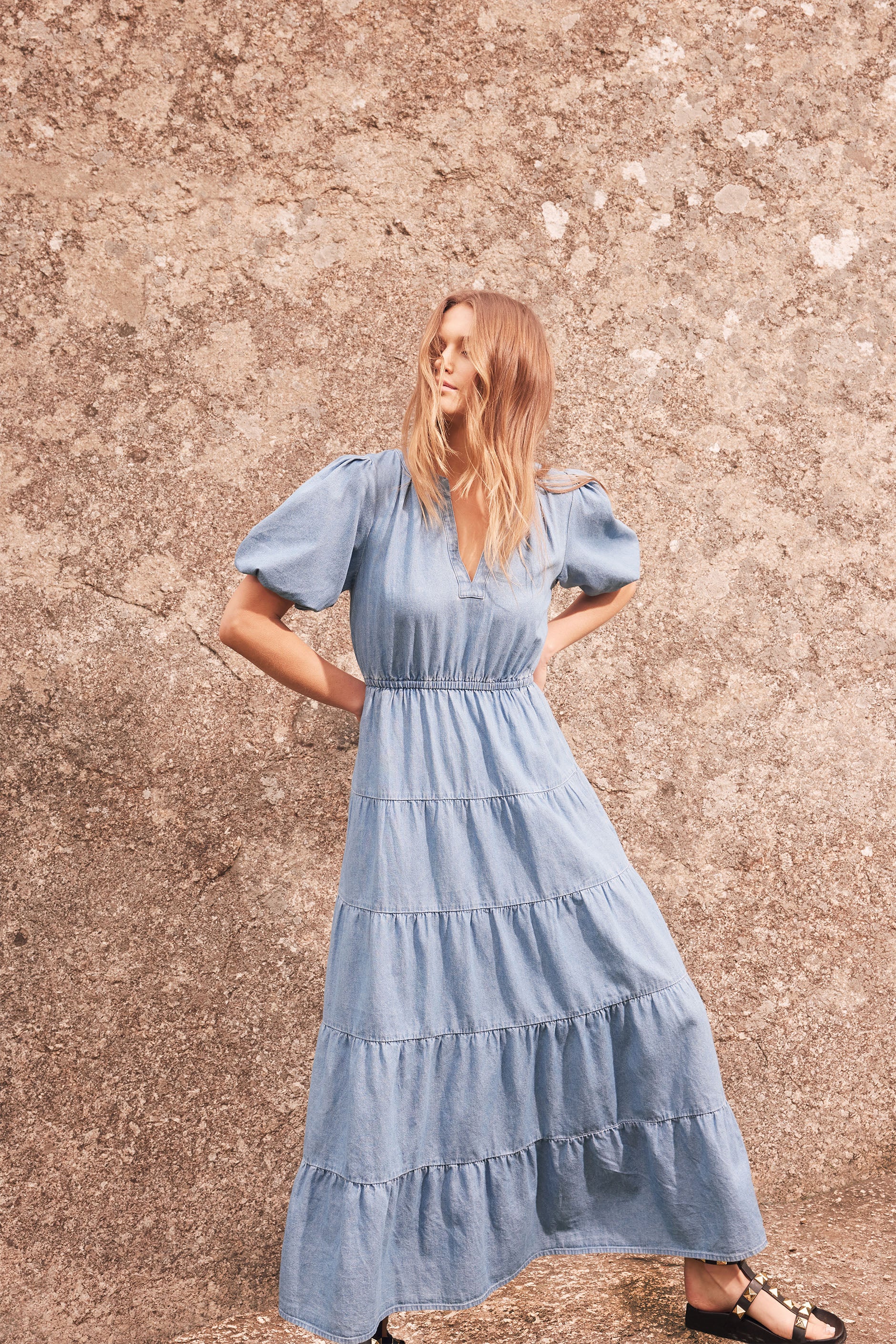 Denim Tube Midi Dress | Inside Out Boutique