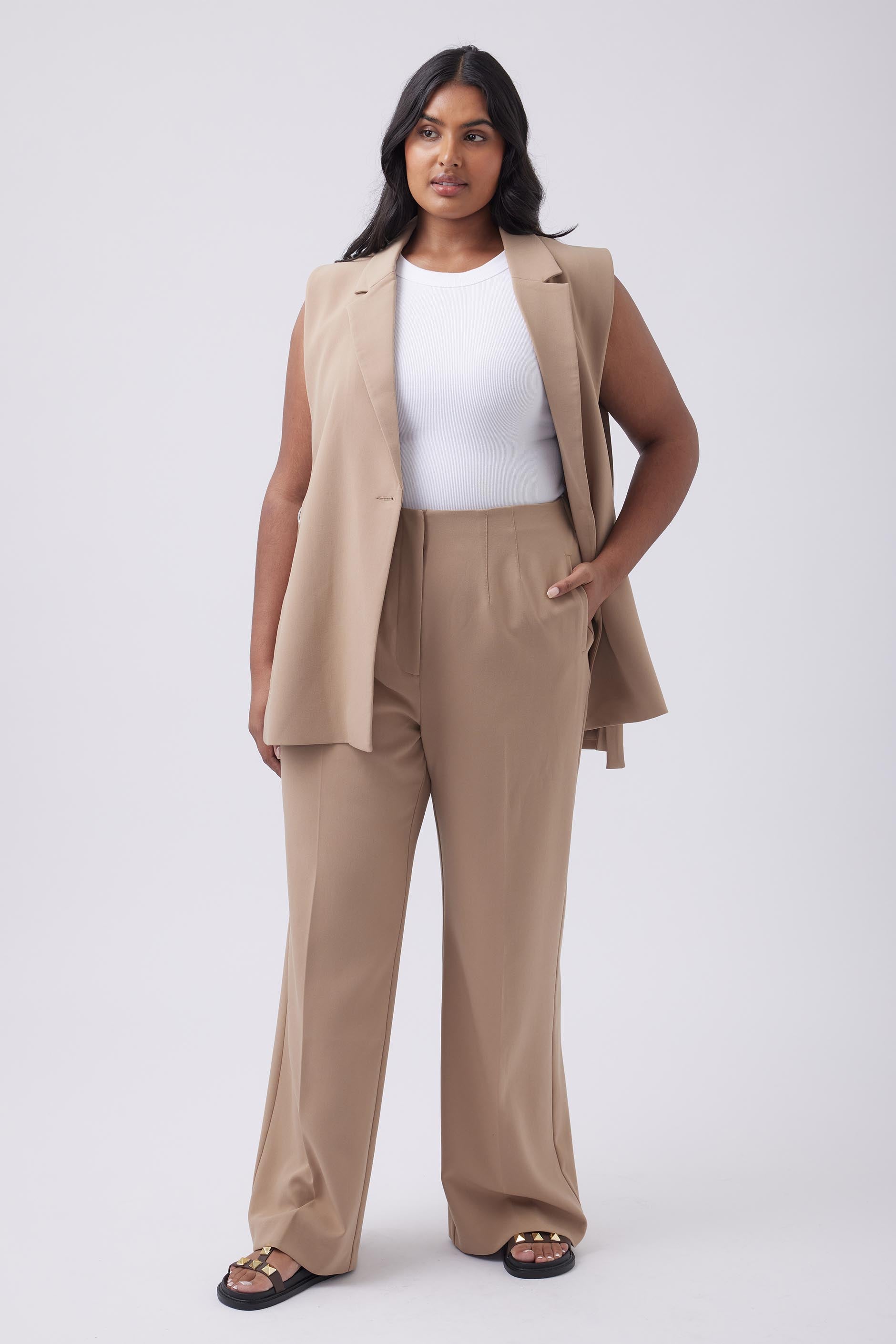 Ashton Darted Wide Leg Pant — Camel