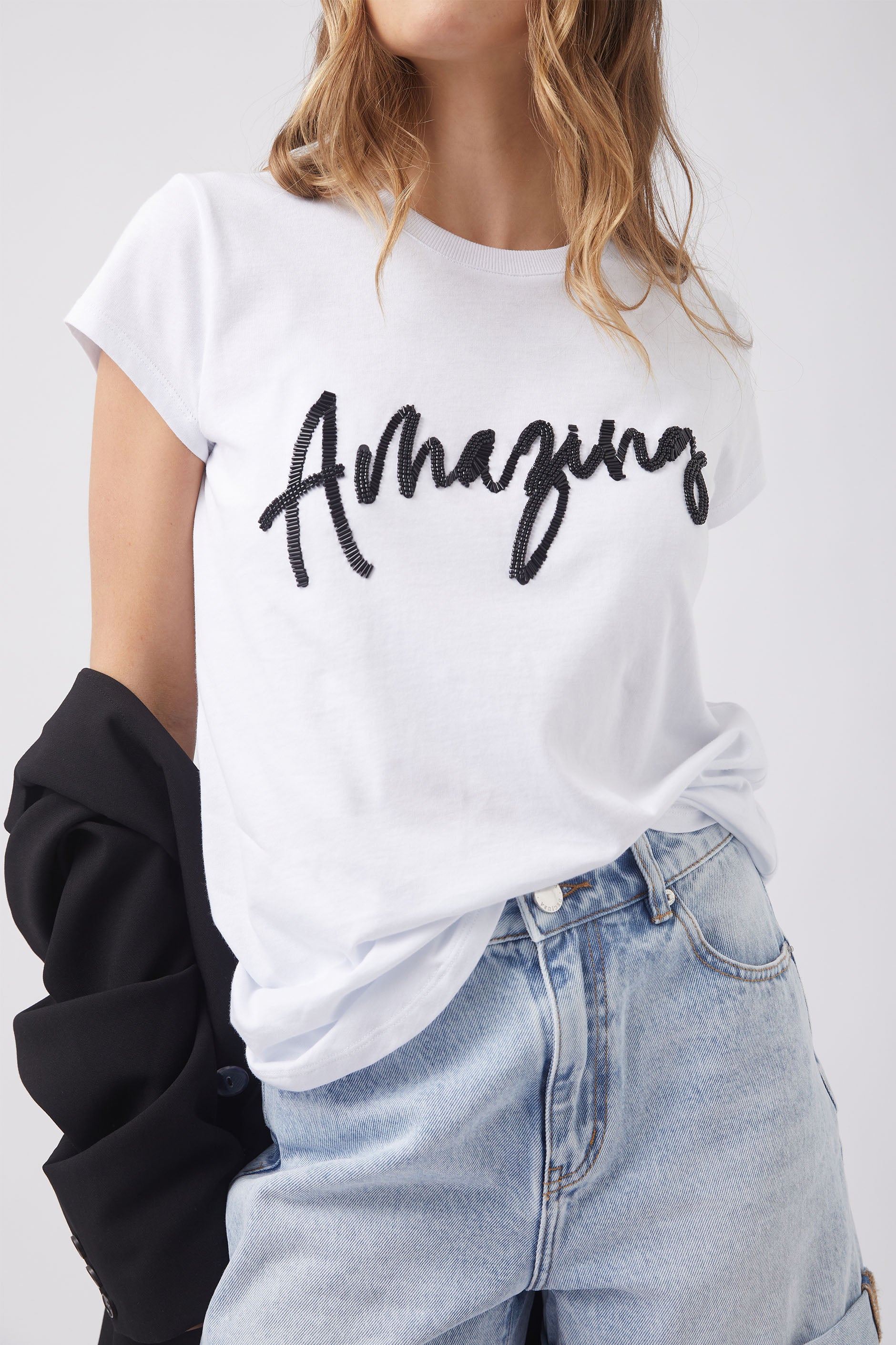 Amazing Embellished Tee — Bright White