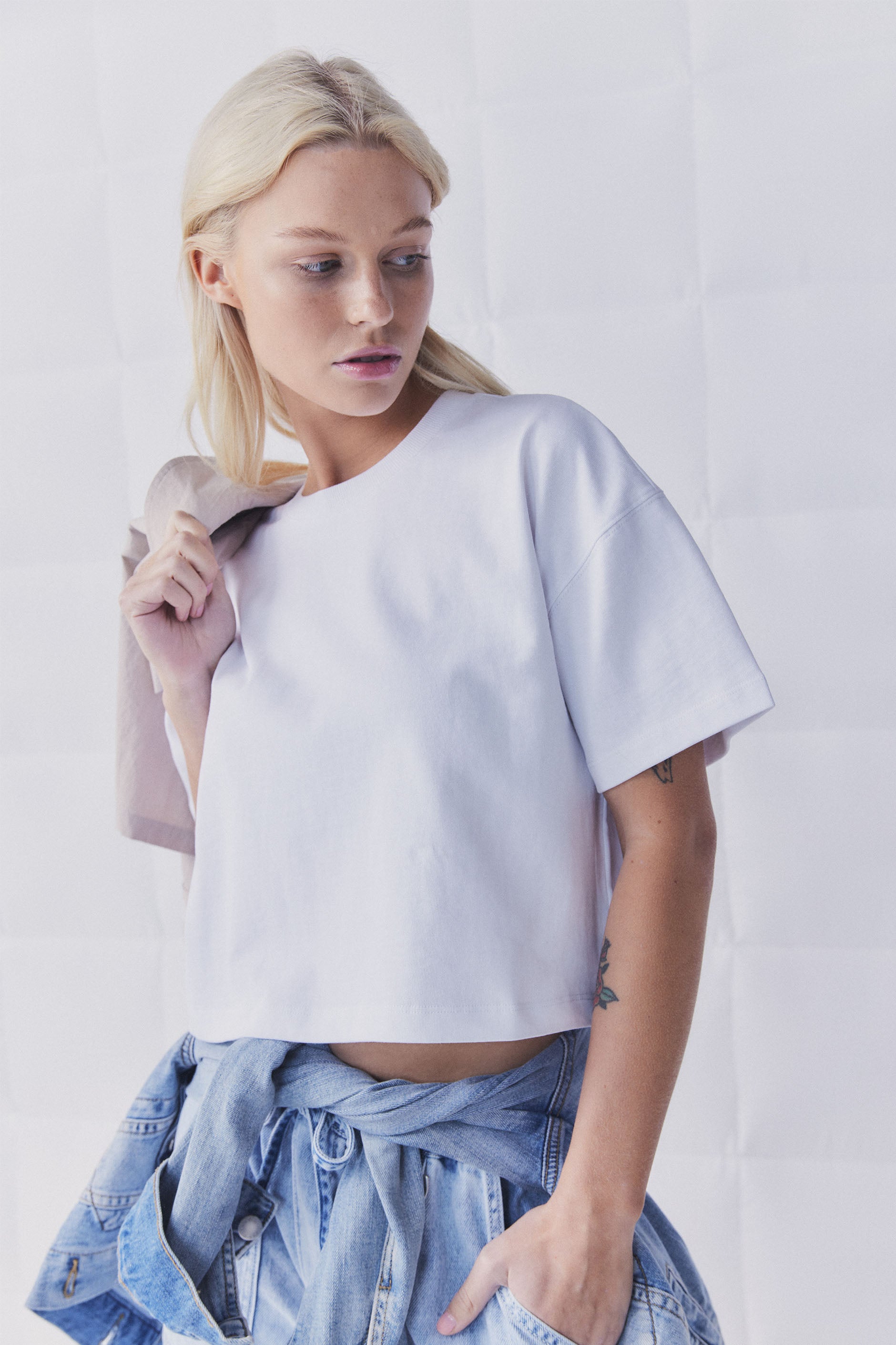 Boxy Cropped Shirt, White