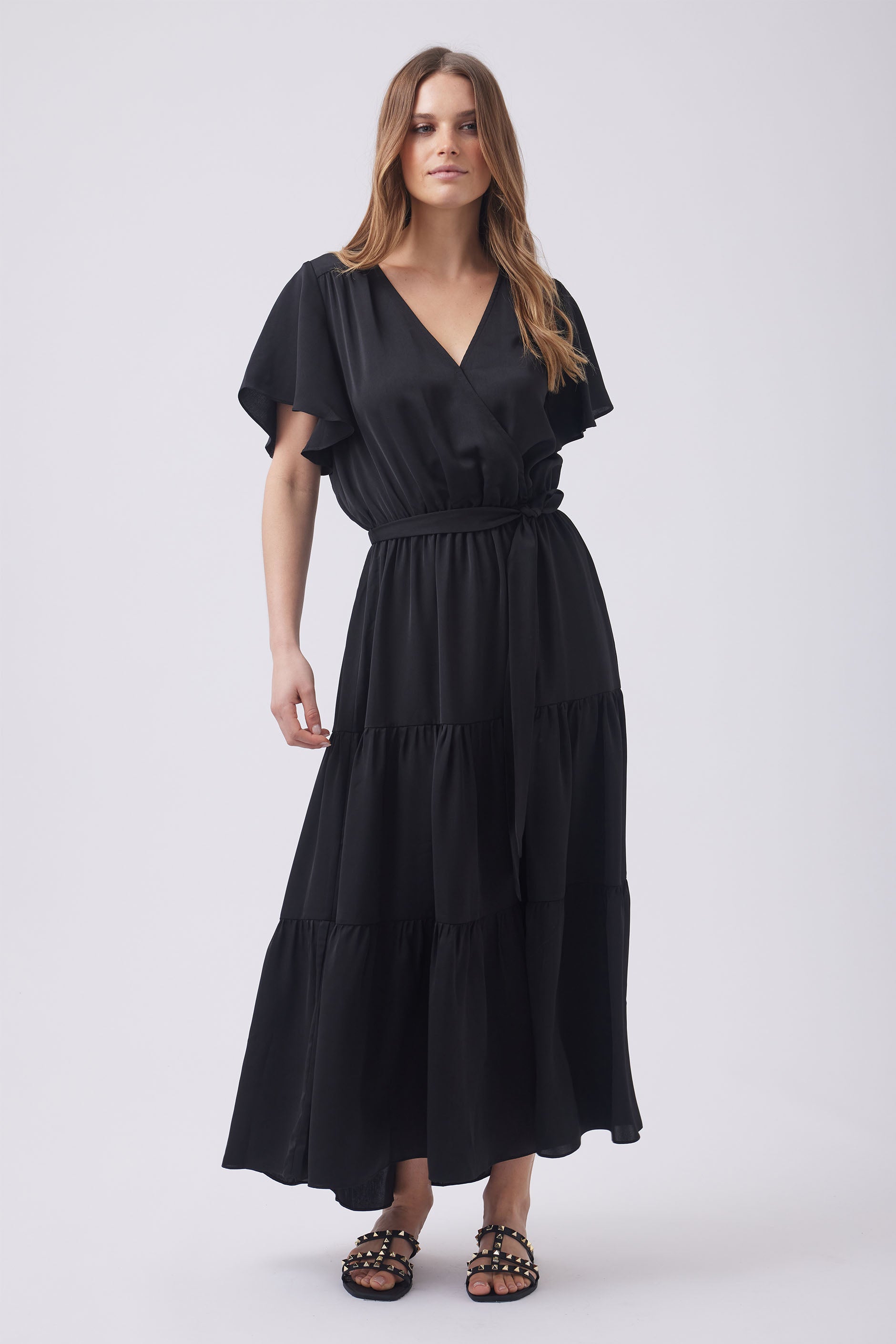 Tiffany Tiered Maxi Dress - Black | DECJUBA
