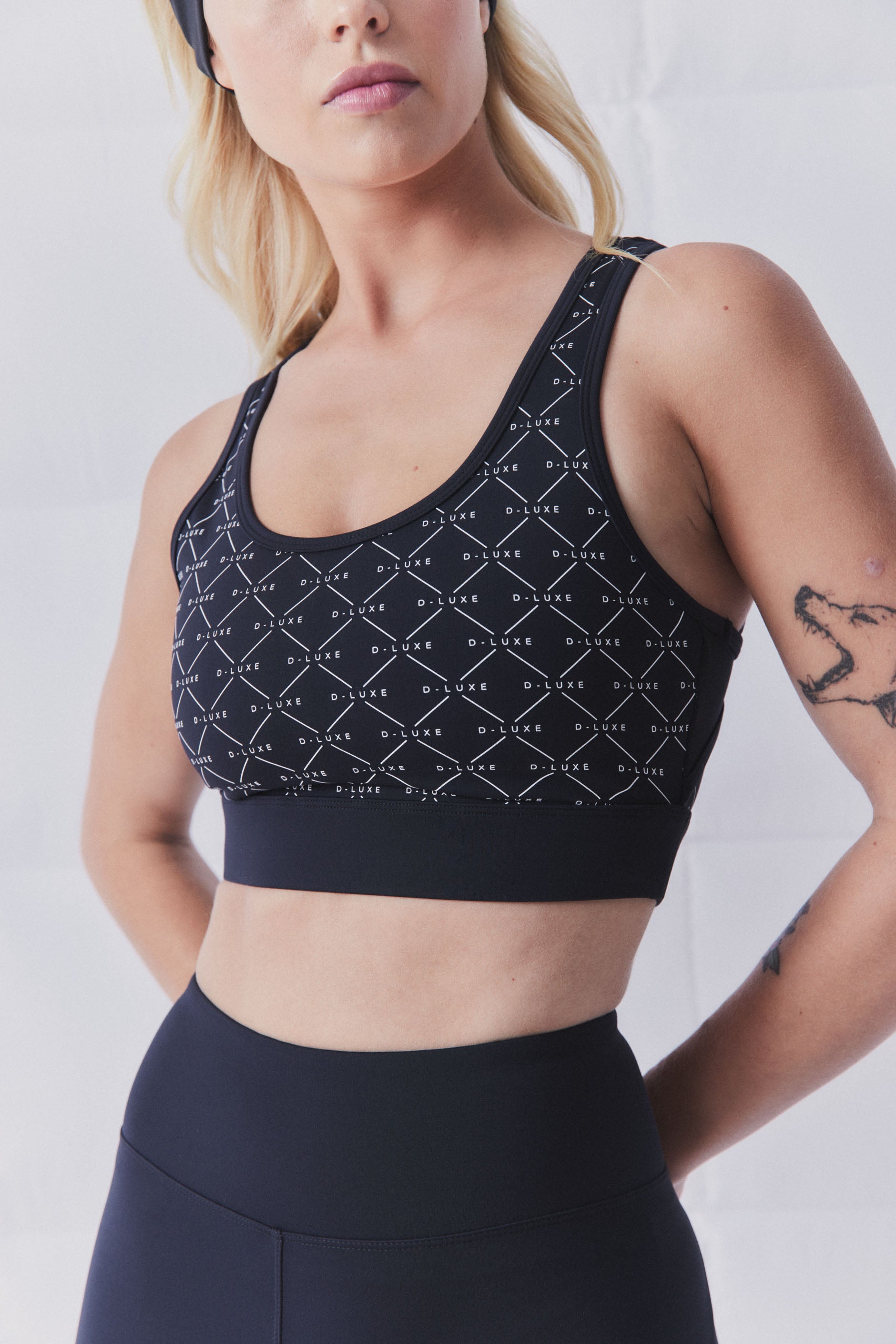 D-Luxe Monogram Bra Top — Black/White