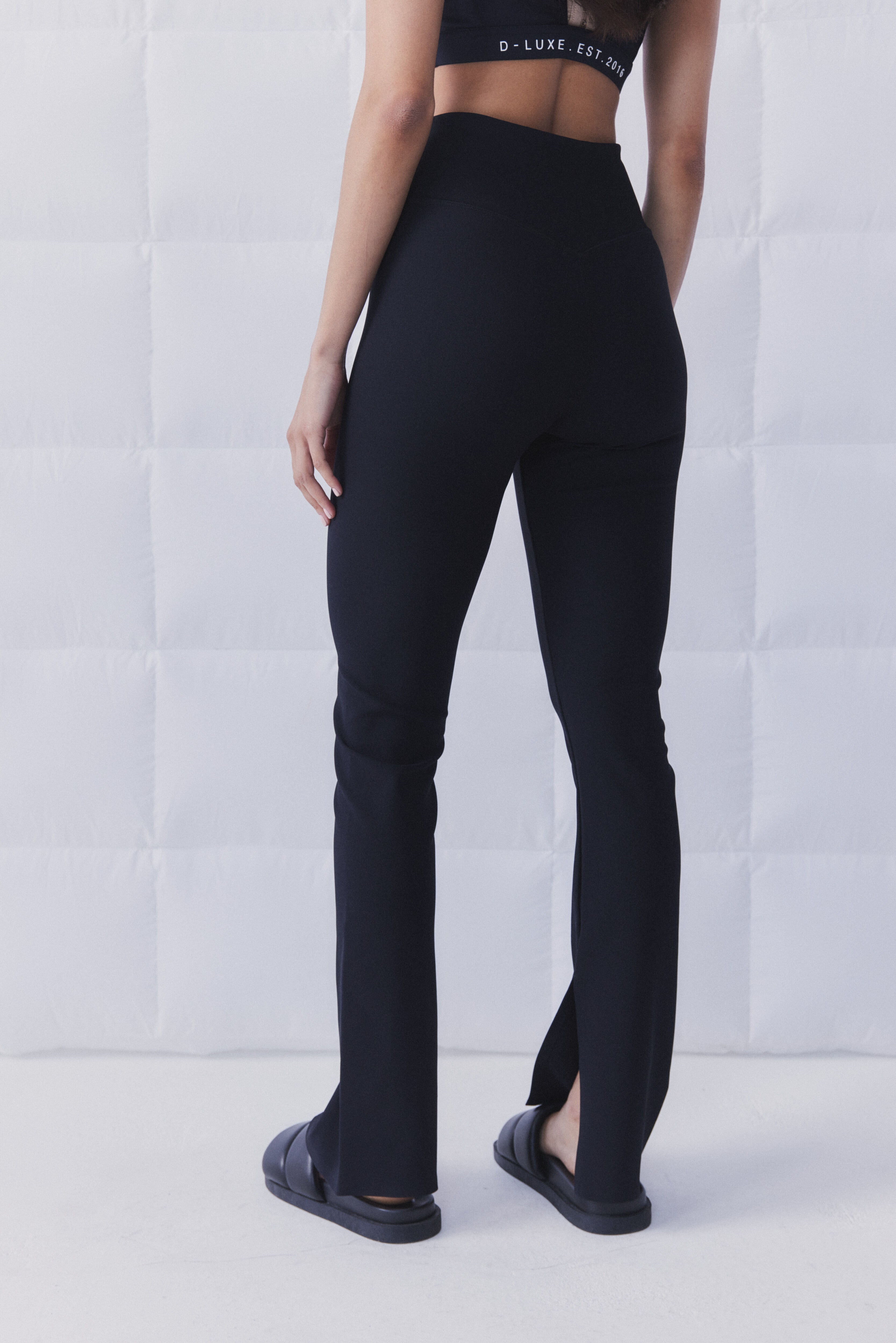 Tall Rib Split Hem Flared Leggings