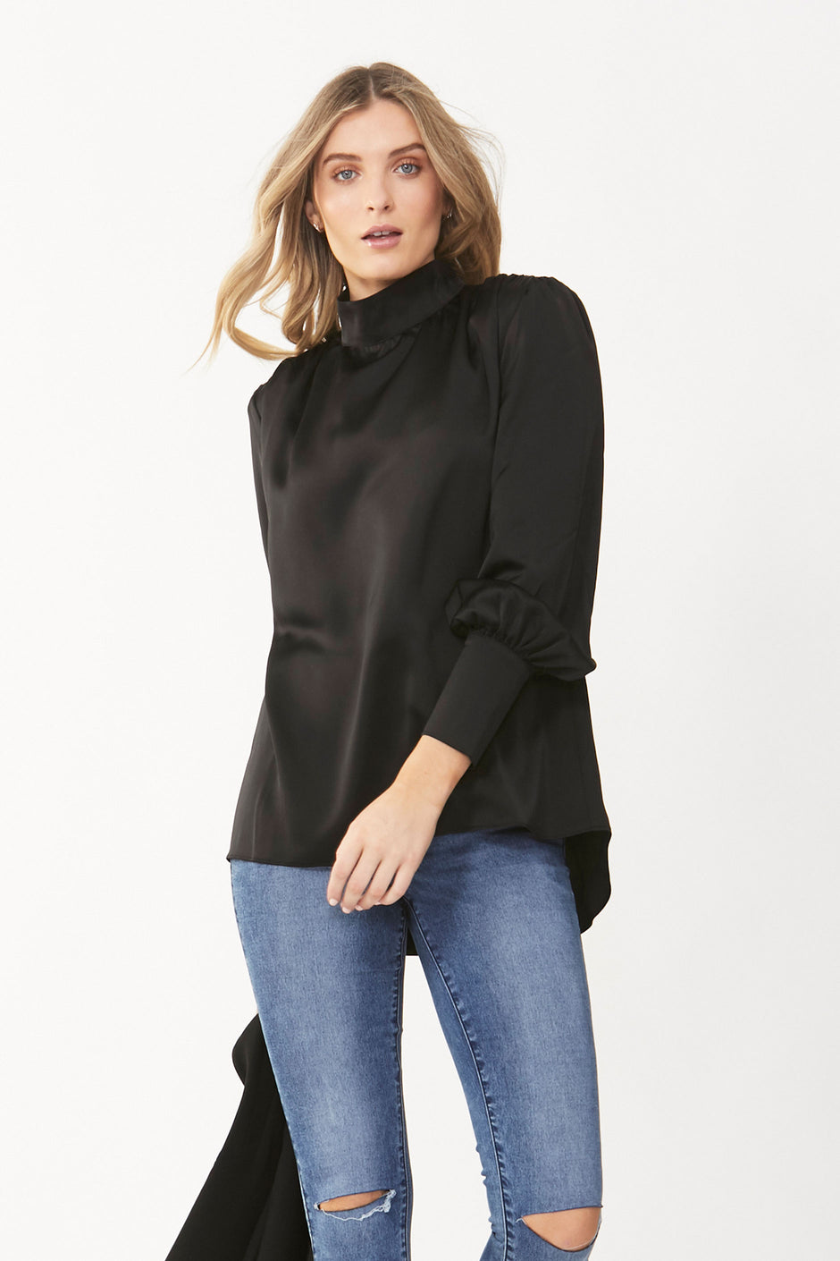 Demi Satin High Neck Blouse – DECJUBA NZ