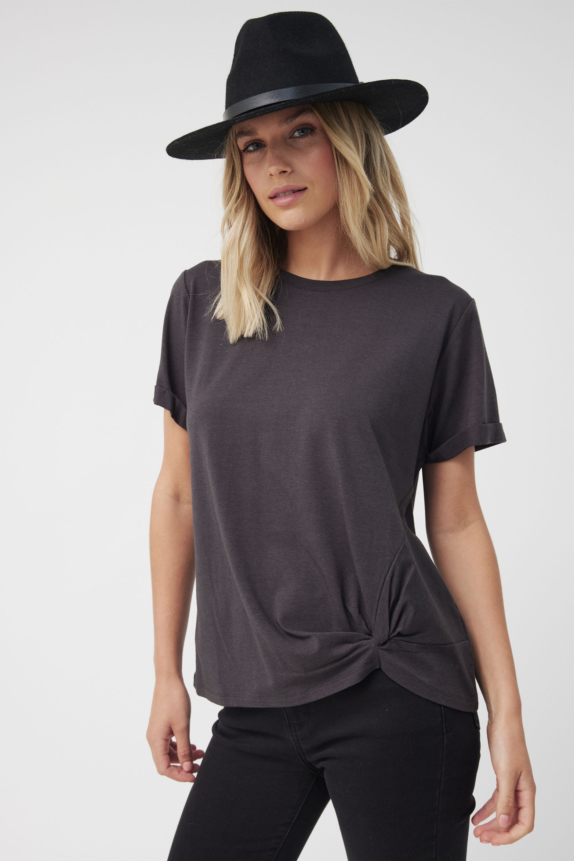 Tina Twist Tee — Faded Black | DECJUBA