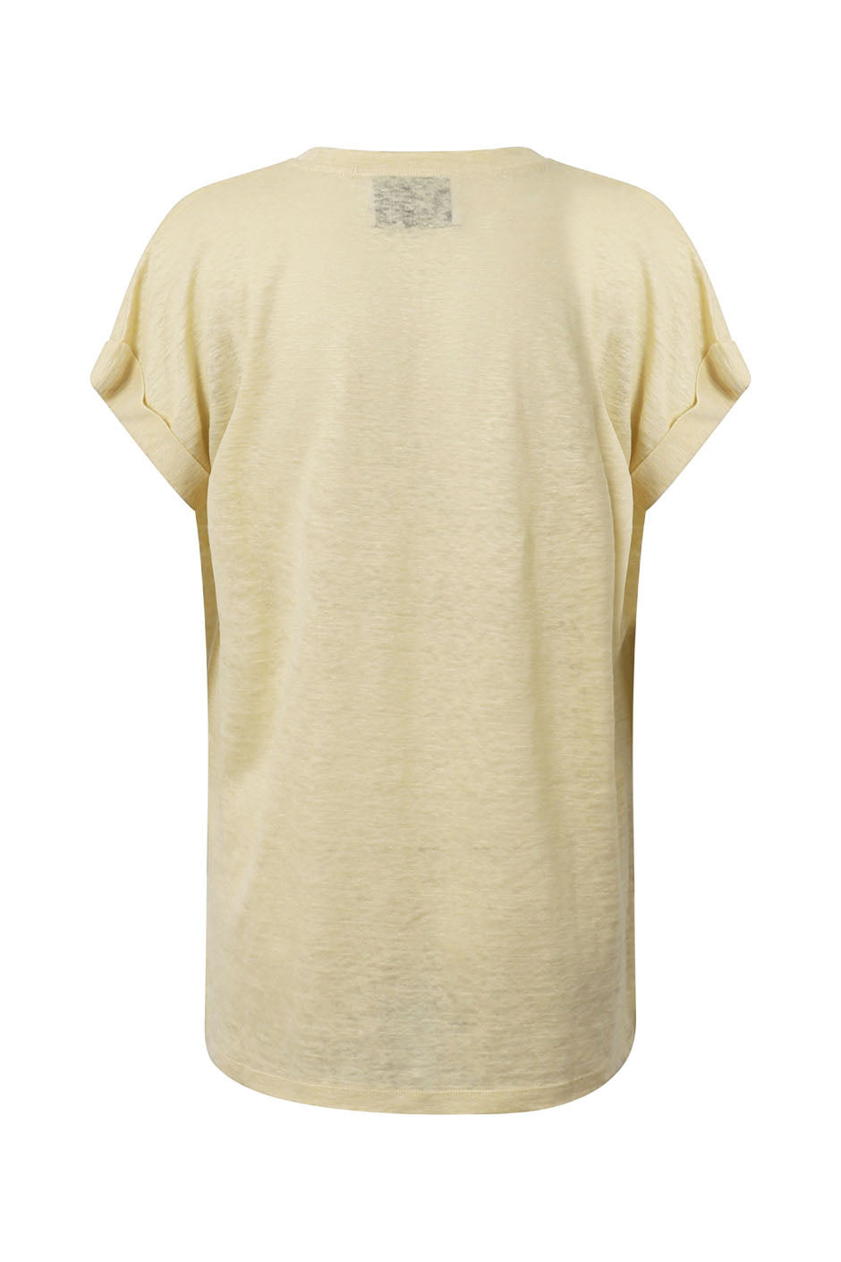 D-Luxe Cuffed Linen Logo Tee — Lemon Butter | DECJUBA