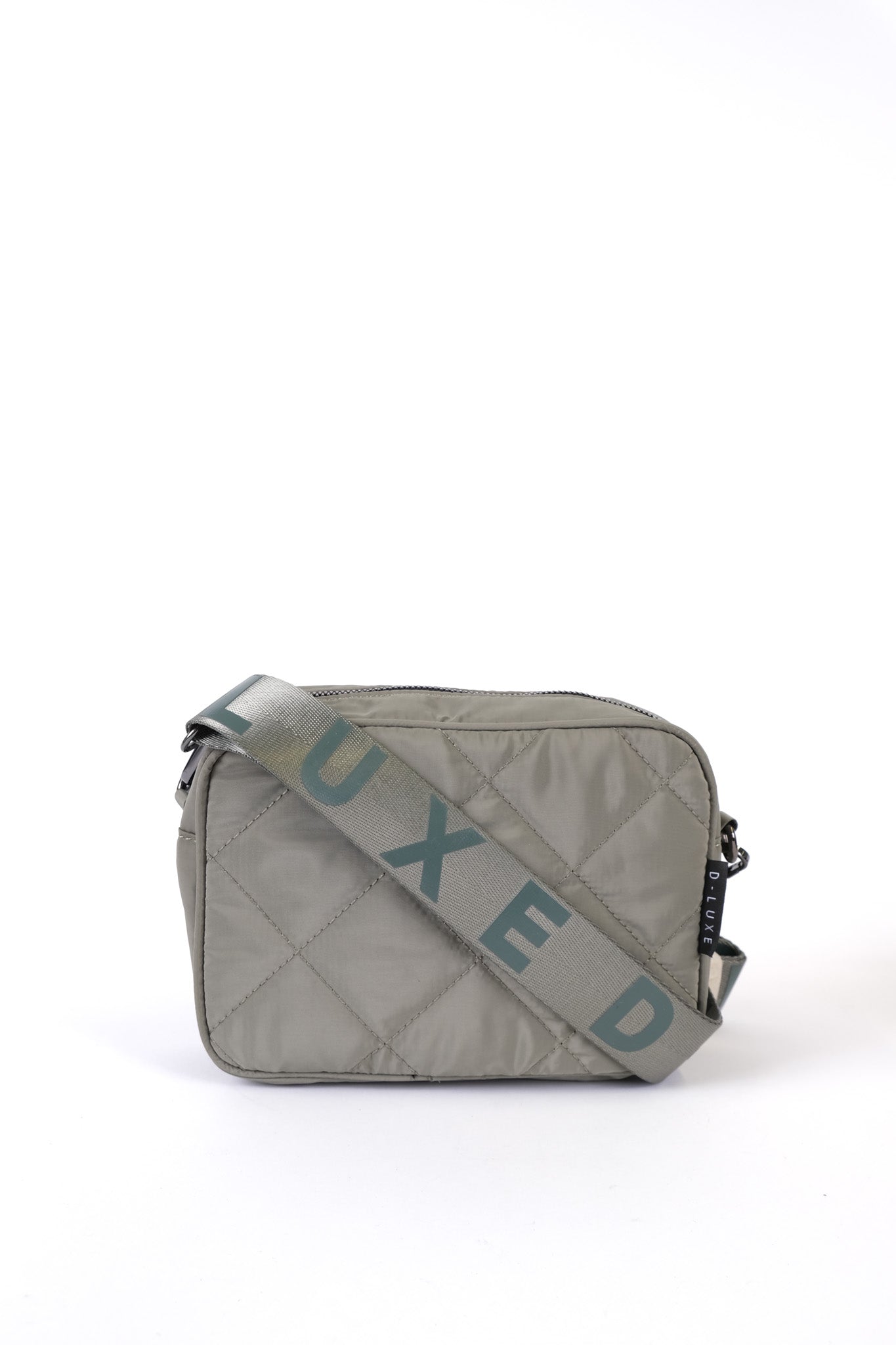 Decjuba D-Luxe Quilted Crossbody Bag in Khaki Green