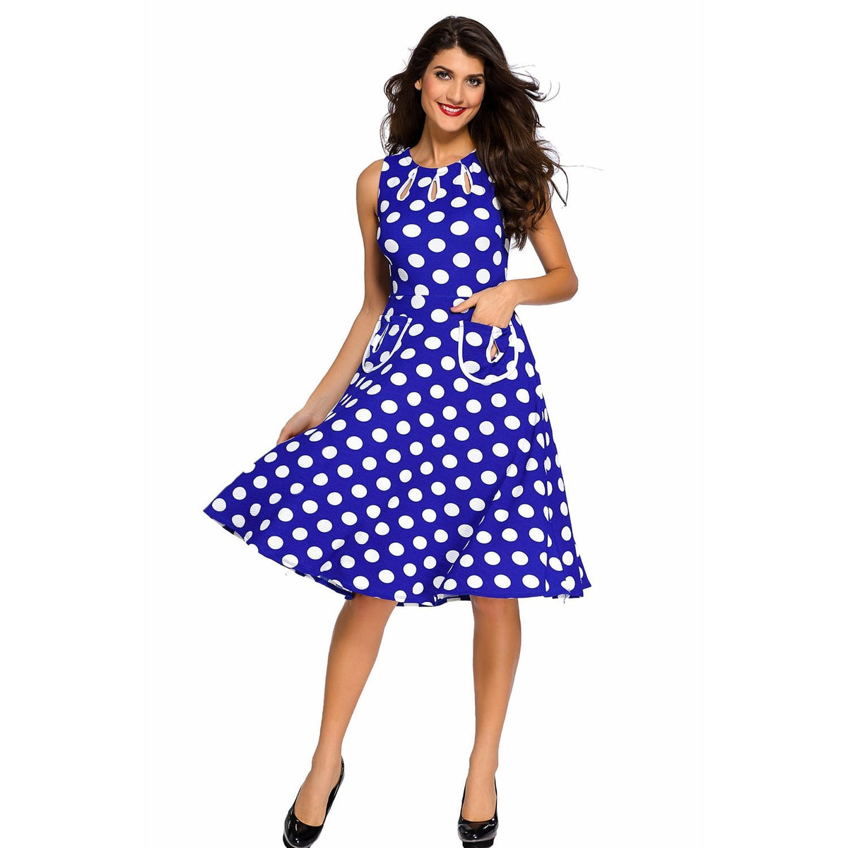 Blue Polka Dot Dress with Cut Outs – Best YOU by HTS