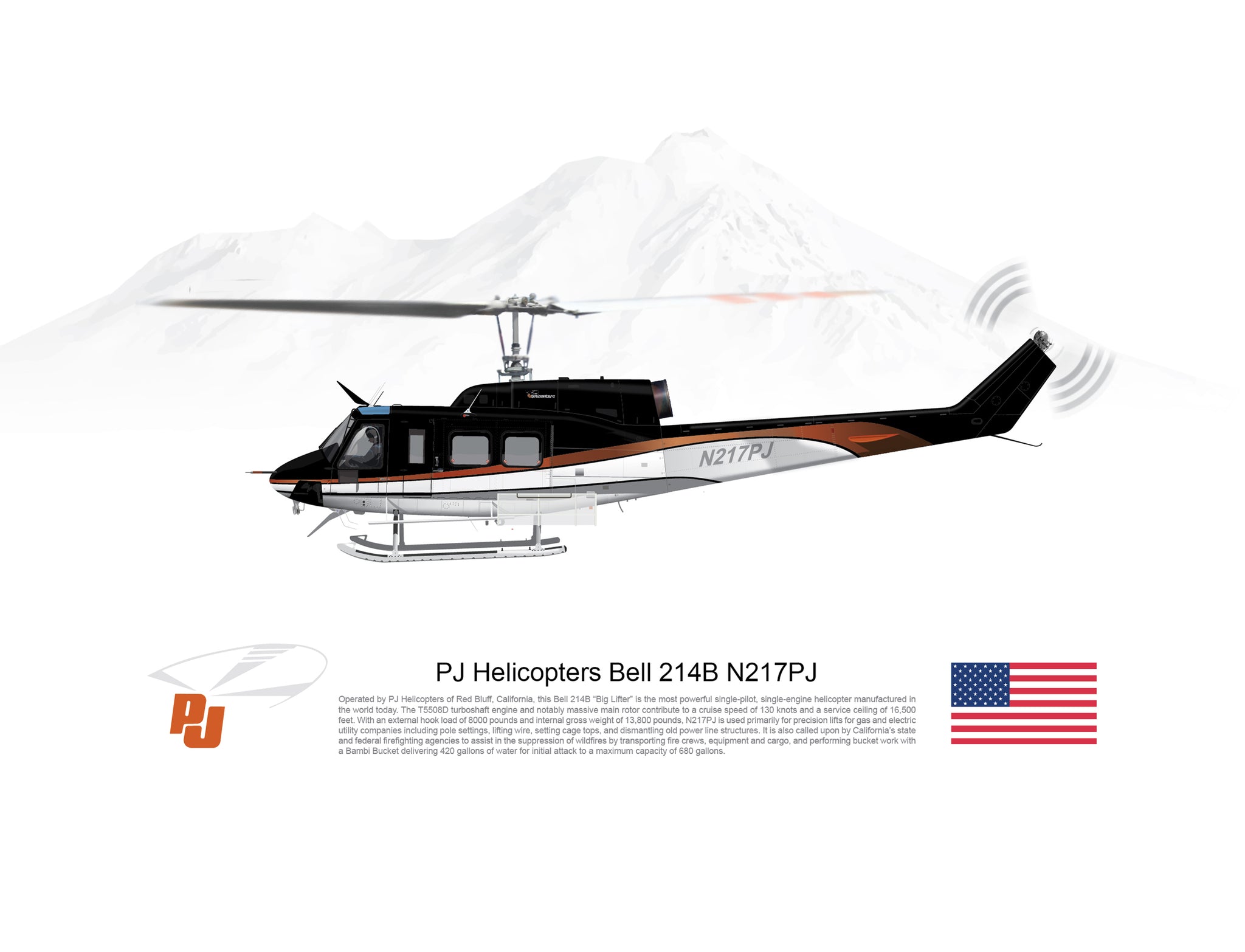 Bell 214b N217pj Pj Helicopters Lian Media