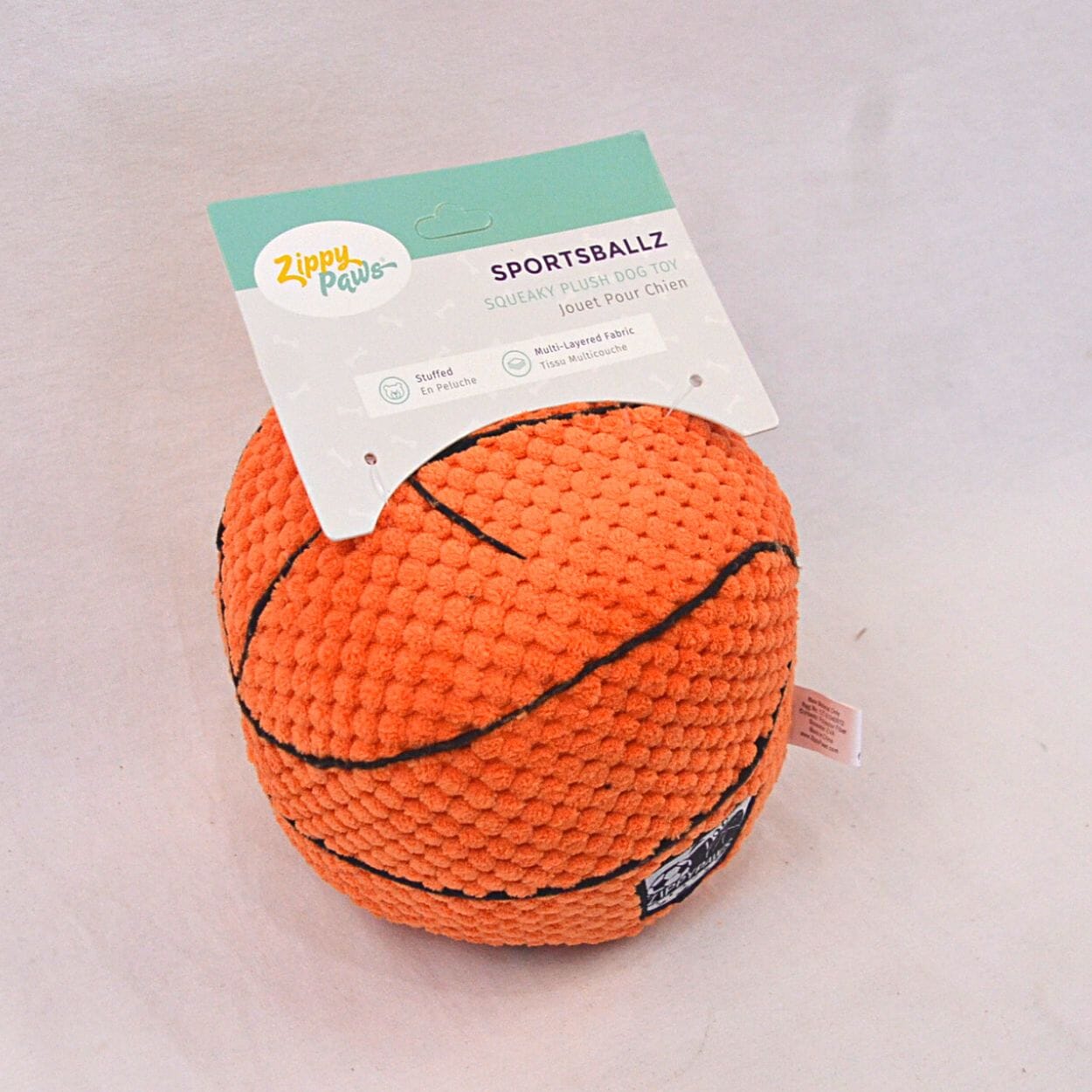 orange squeaky basketball dog toy