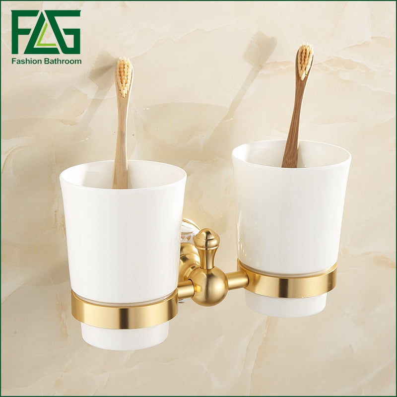 Wall Ceramic Cup Holder Toothbrush Tumbler Holde – aplusfaucet