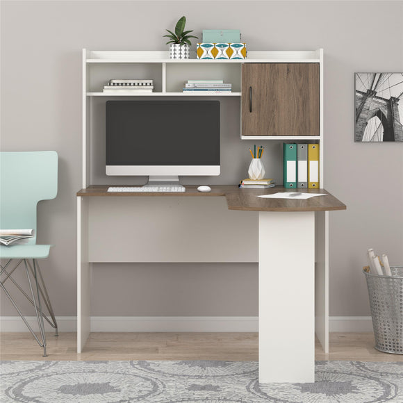 Mainstays L Shaped Desk With Hutch White Twigs Direct