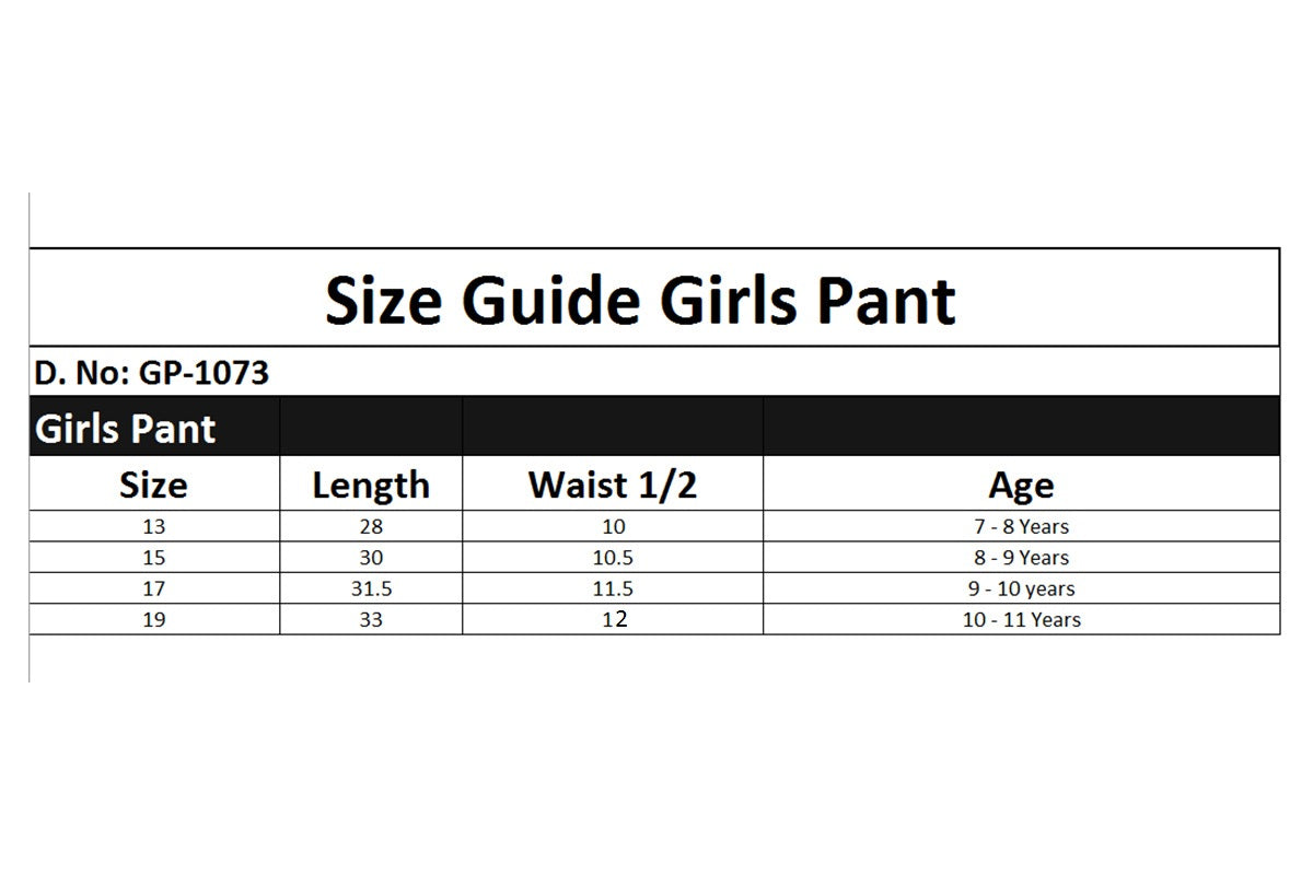 girls pant size