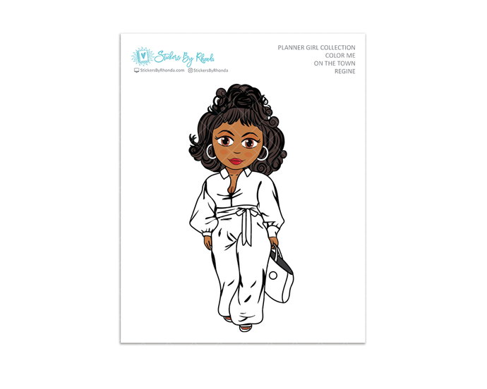 Regine - Color Me Stickers - On The Town - Large Sticker 4 Inches - Planner Girl Collection - Journal Stickers