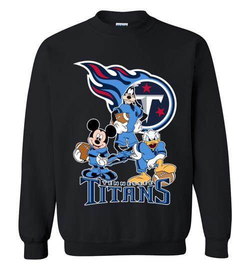 Mickey Donald Goofy The Three Tennessee Titans Football Crewneck T Shirt