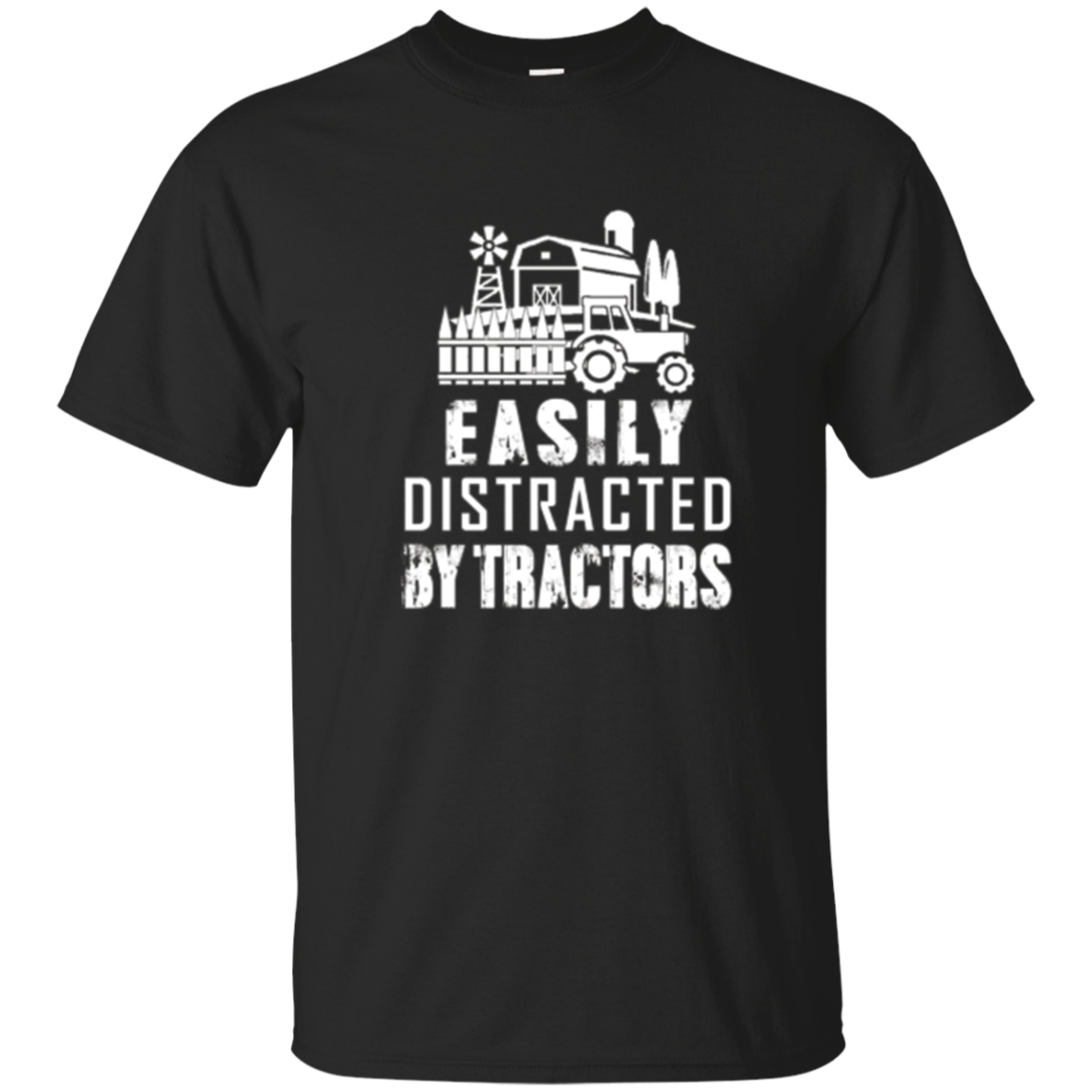 Easily Distracted By Tractors Funny Farmer T Shirts