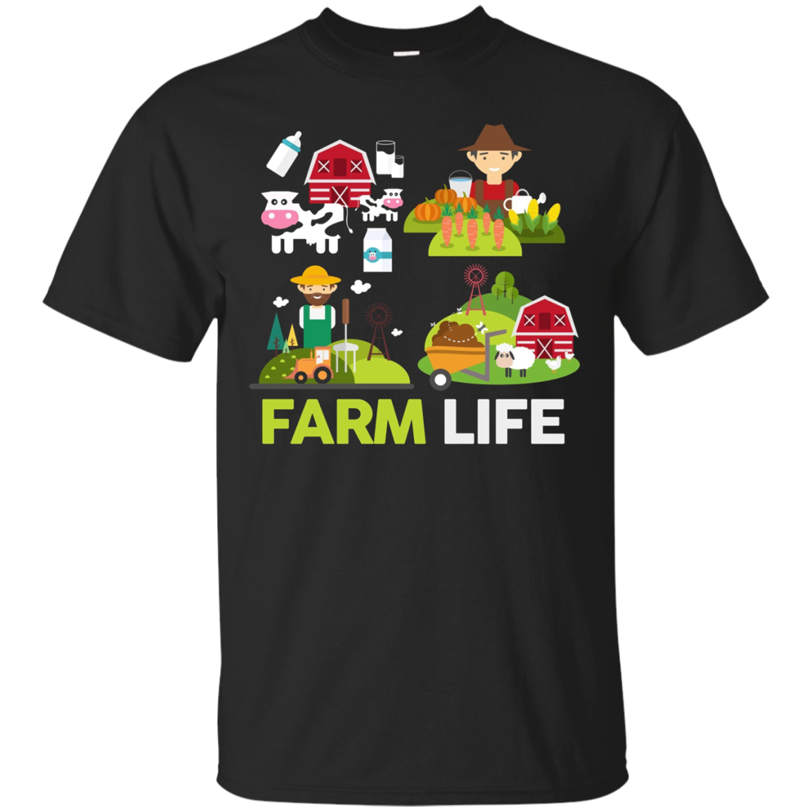 Cow Pig Chicken Goat Farming Dairy Animals Novelty T-shirt