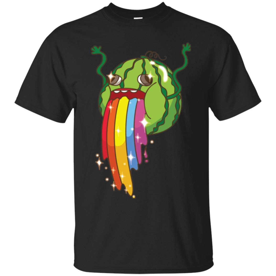 Comic Watermelon Pukes Rainbow Shirt