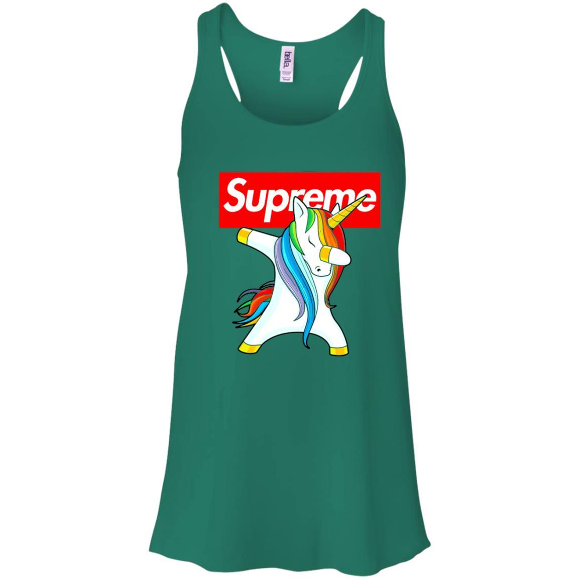 Rainbow Dabbing Unicorn Supreme Racerback Tank Shirts