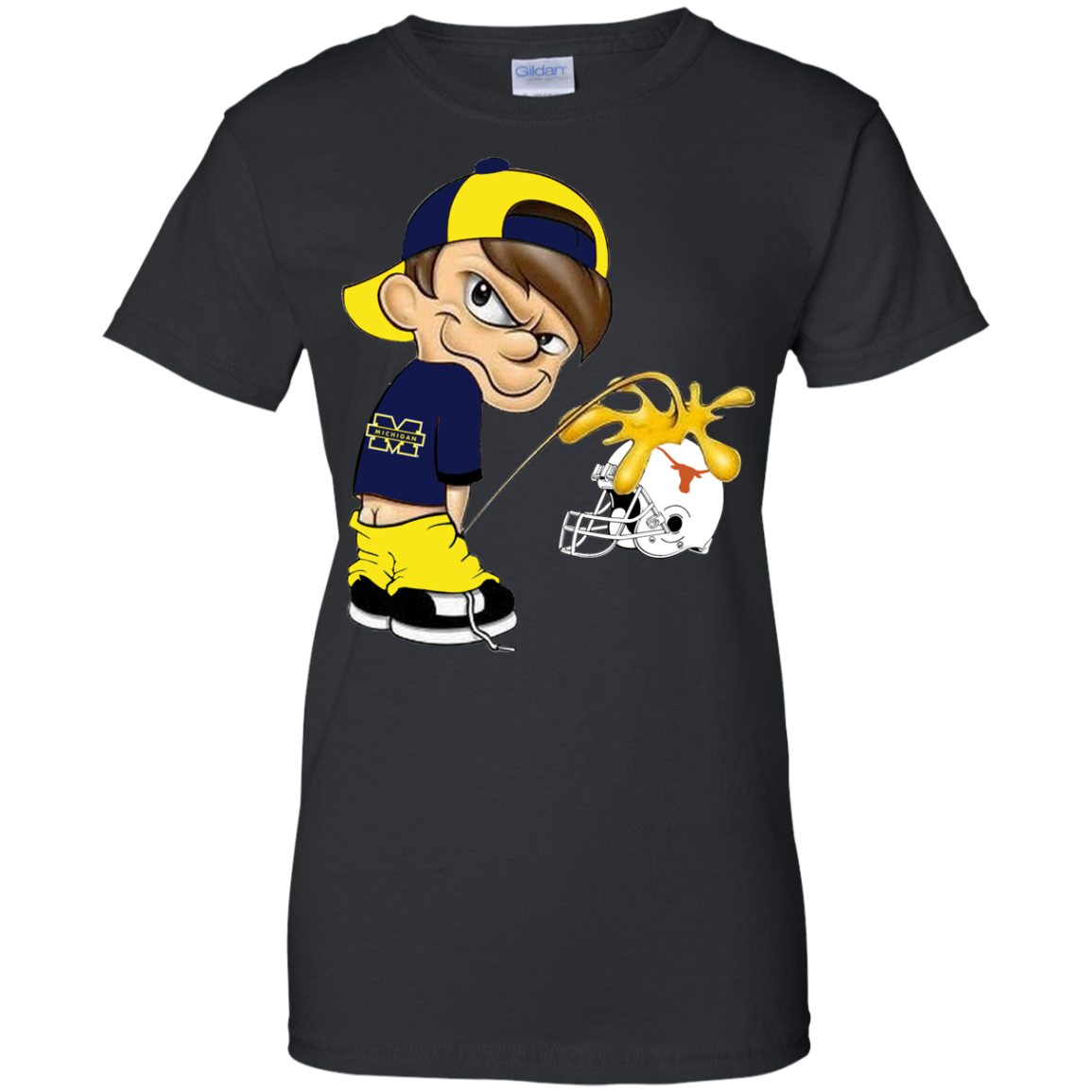 Michigan Football Fan Peeing On Rivalry Helmets T-shirt 