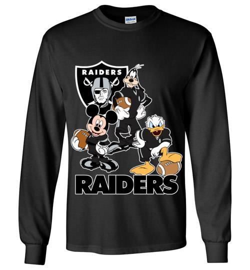 Mickey Donald Goofy The Three Oakland Raiders Football Long Shirt