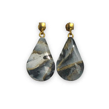 Load image into Gallery viewer, Sustainable Earrings Accessories Teardrop Studs Handcrafted Black White Gold eco friendly