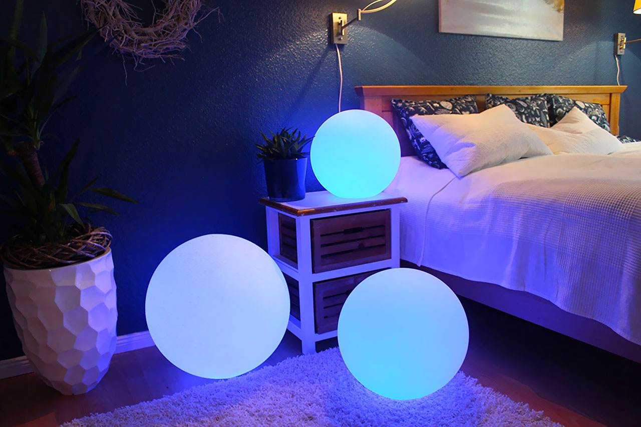 cozy bedroom decor with led rgb ball light