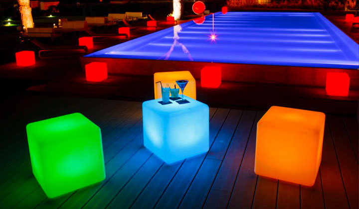 led cube seat for outdoor party