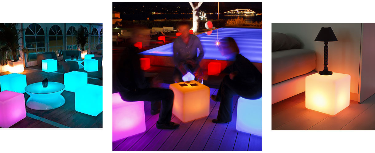 16'' Multi-Color LED Immersive Cube Light Seat Stool for party event –  LOFTEK