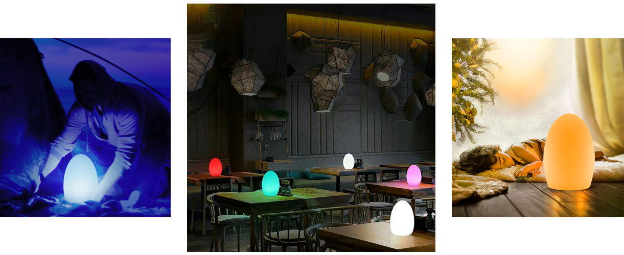 loftek led ambience mood glow egg cordless light for restaurant camping bedroom