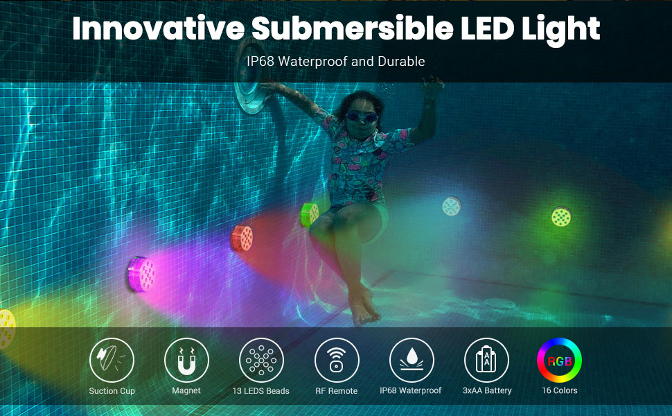 loftek led rgb submersible pool light