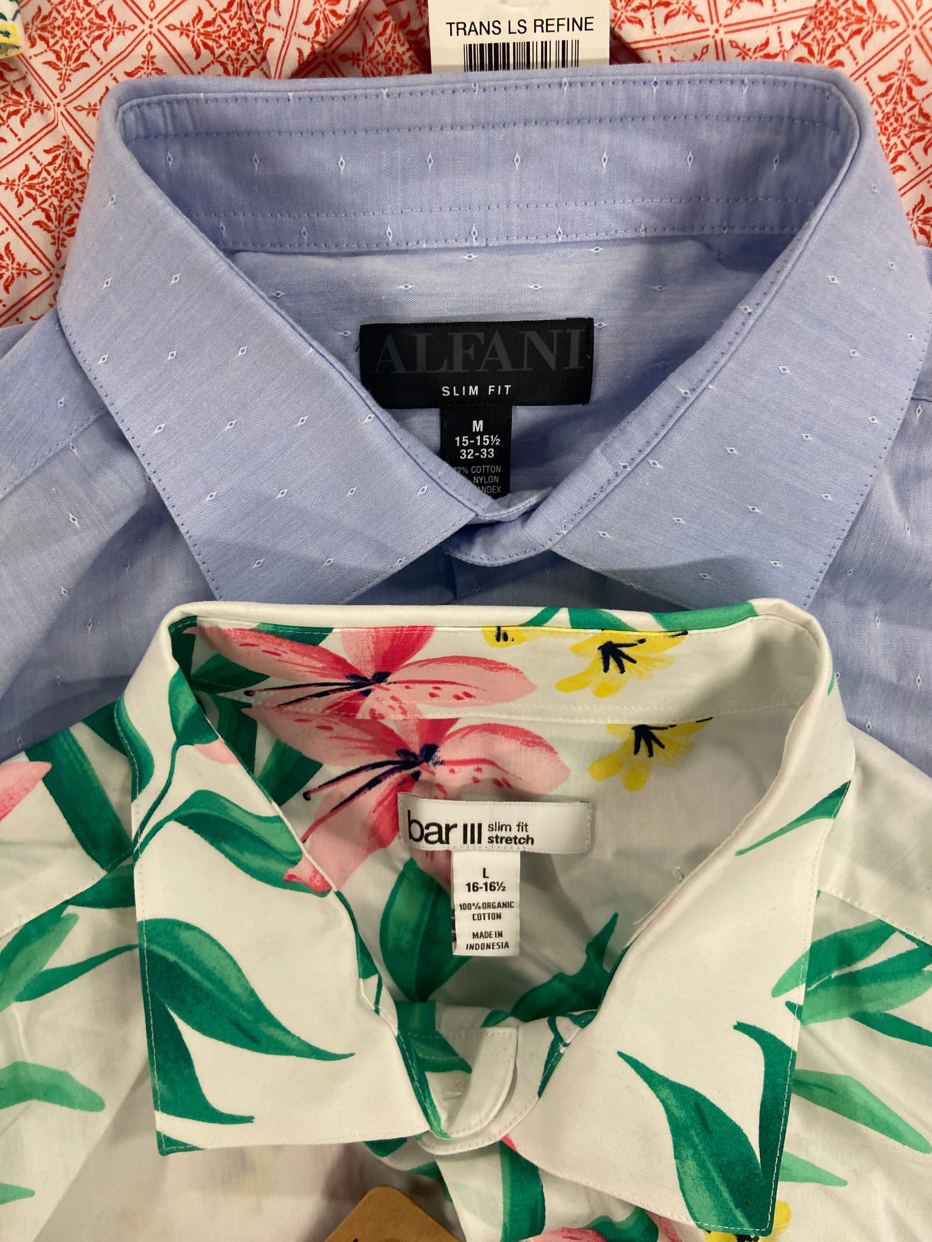Men's Clothing Dress Shirts Wholesale Lot, CLUB ROOM, BAR III, ALFANI, 12 items, Shelf Pulls, MSRP $729
