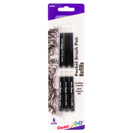 Pocket Brush Pen Refills - Black 6 Pack