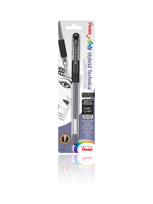 Pentel Arts Hybrid Technica (0.3/0.4/0.5/0.6/0.8mm) Gel Pen, Black Ink –  Pentel of America, Ltd.