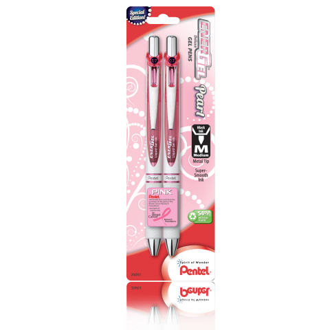 gel pen ink energel pearl pack pink ribbon deluxe pentel