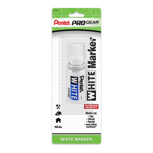 PENTEL Marqueur peinture pointe en fibre biseautée large corps métal  coloris Blanc WHITE 100WL ≡ CALIPAGE