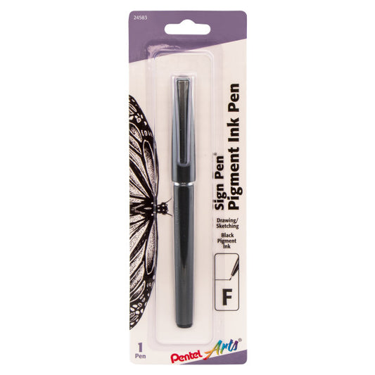 Pentel Arts Color Brush with Pigment Ink, Medium Tip, Black Ink, Pack of 1 (FP5MBPA)