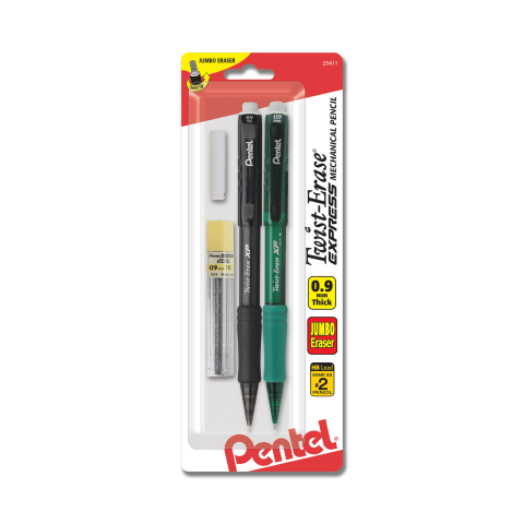 2x Clear Pentel Mechanical Clic Eraser Pen Style CLICKER Retractable Thin  ZE81