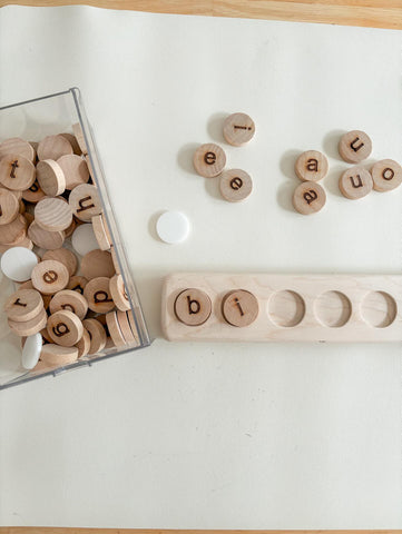 Jack and link wooden word and letter builders.