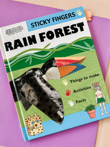 Kids craft idea book for rainforest hands on activities.