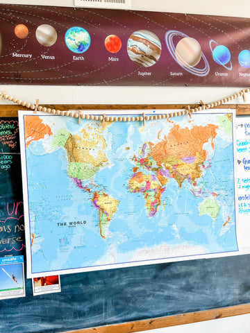 World wall map for classroom