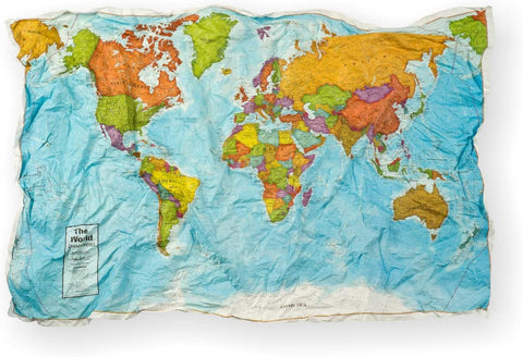Scrunch world map that you can pack with you on trips and go exploring outside with.
