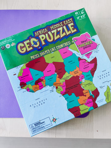 A kids puzzle of Africa for studying world geography ideas and hands on projects.