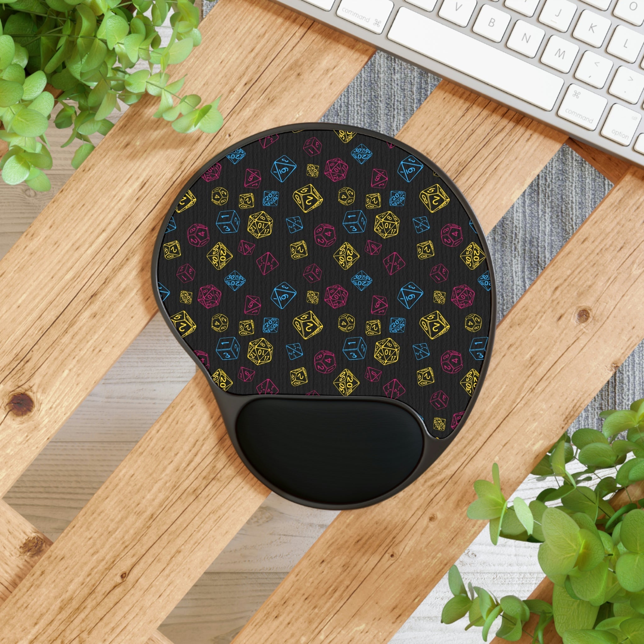 Scattered Dice Pan Pride Mouse Pad With Wrist Rest