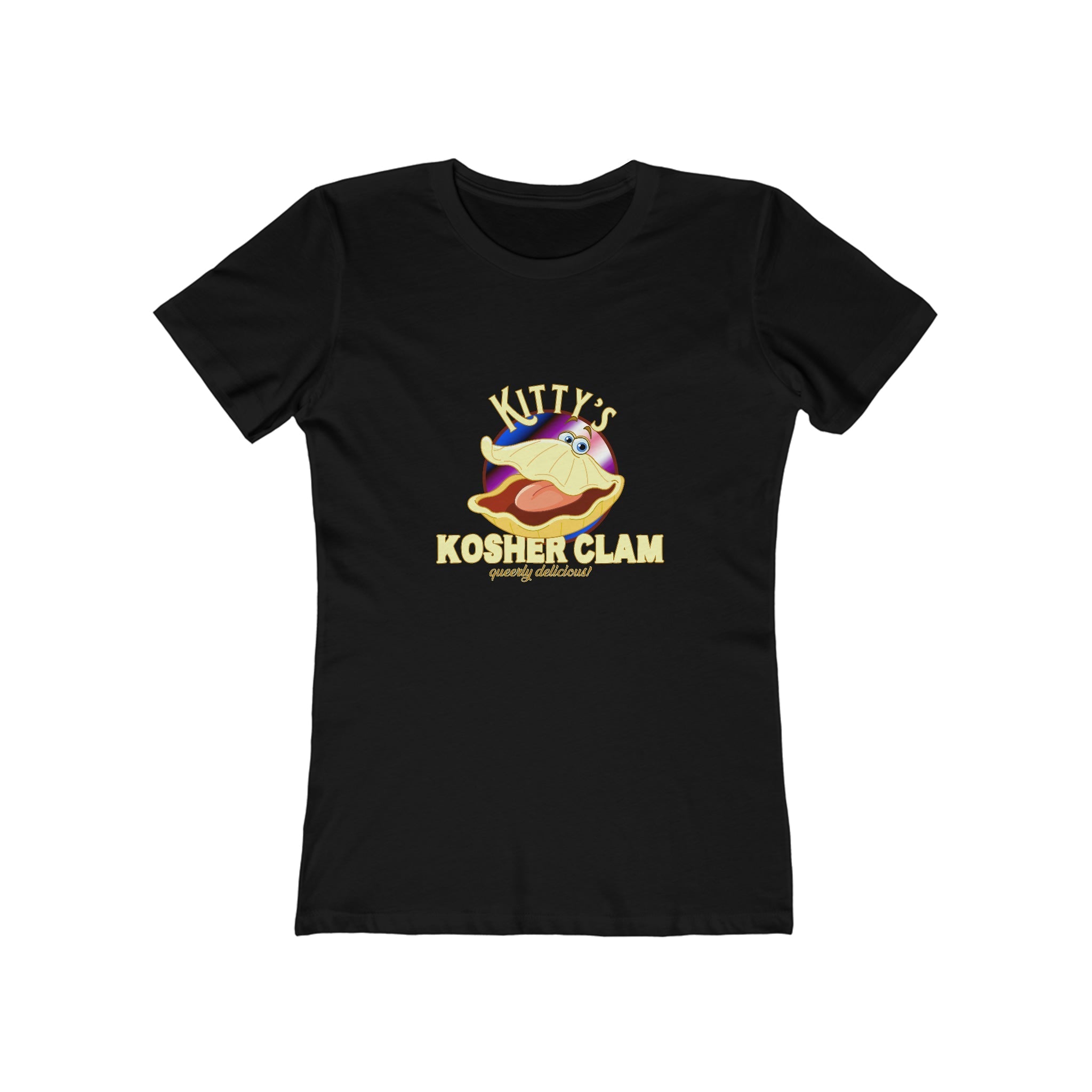 "Kitty's Kosher Clam" Fitted Crewneck Genderfluid Pride Tee