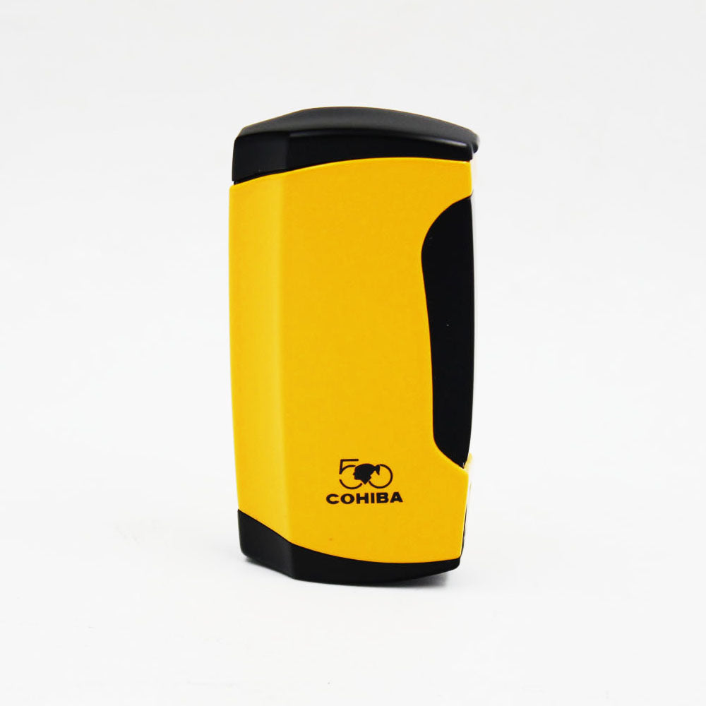 Cohiba Dual Flame Cigar Lighter With Punch H015 Bright Yellow Color