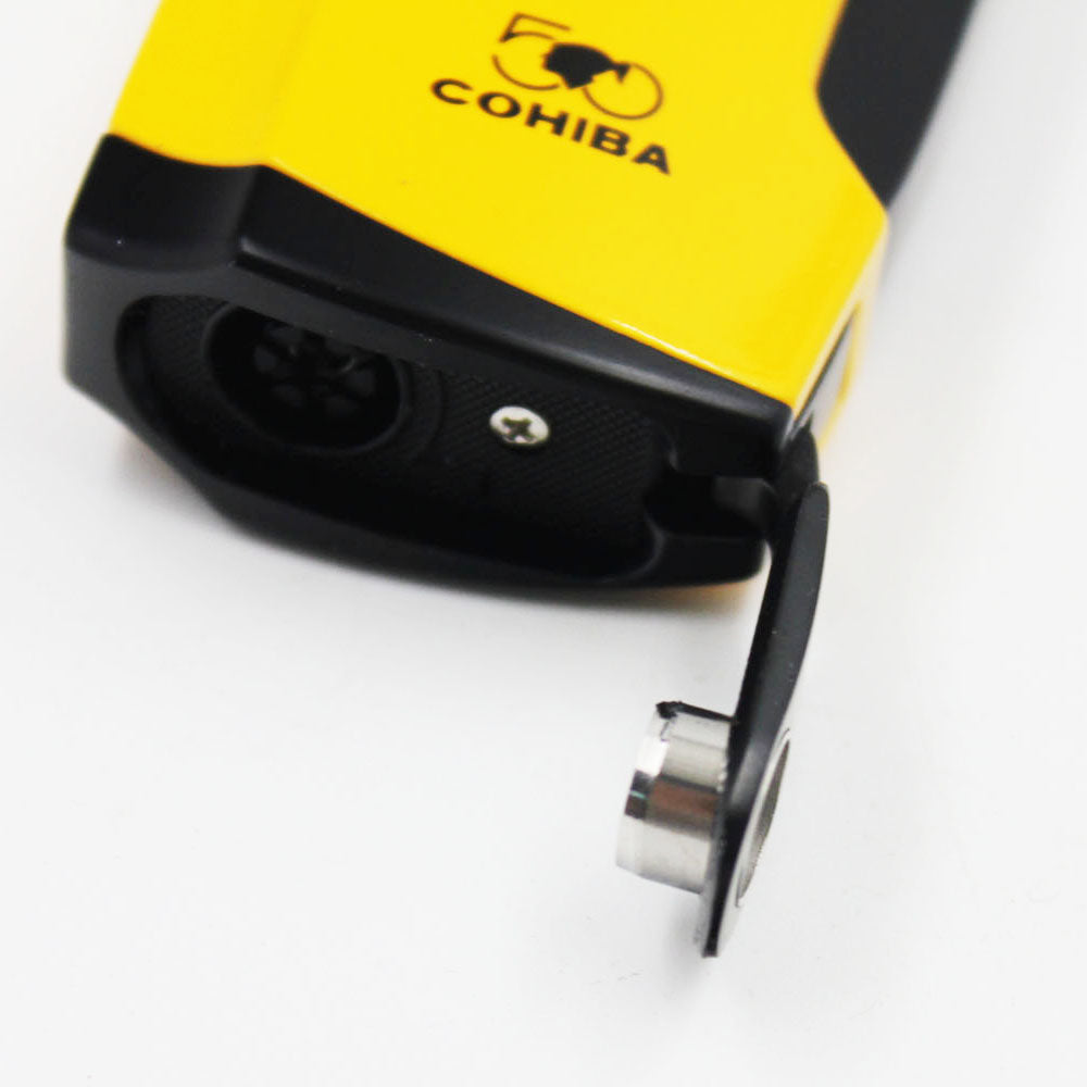 Cohiba Dual Flame Cigar Lighter With Punch H015 Bright Yellow 02
