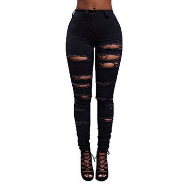 black ripped skinny jeans womens